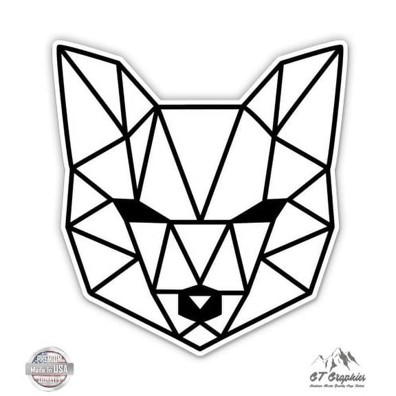 Geometric Fox White - 3" Vinyl Sticker - For Car Laptop I-Pad Phone Helmet Hard Hat - Waterproof Decal