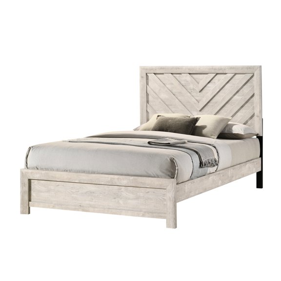 Geometric Full Size Bed In Beige Gray Rustic Finish - Bedroom Furniture