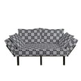 thumbnail image 1 of Geometric Futon Couch, Sketched Nested Design of Overlapping Diamond Outlines and Chain Links, Daybed with Metal Frame Upholstered Sofa for Living Dorm, Loveseat, Black and Pale Grey, by Ambesonne, 1 of 4