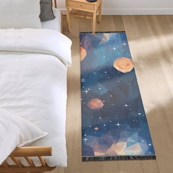 Geometric Galaxy Runner Area Rug 2x6 Soft Non-Slip Washable Bedside Carpet for Hallway Bedroom Living Room Home Decor