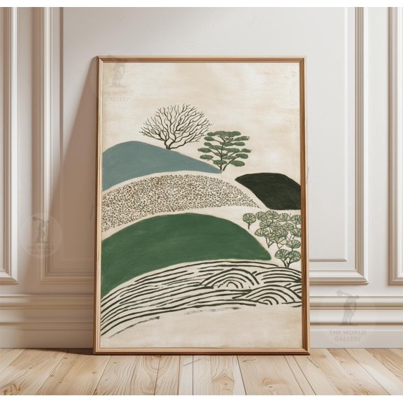 Geometric Garden Poster, Minimal Landscape Print, Botanical Layout Wall Art, Modern Nature Design, Poster Only