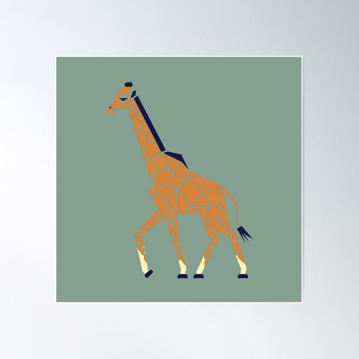 Abstract Clock Automotive Geometric Giraffe Abstract Wildlife Art On Sage Green Numbered Clock ...