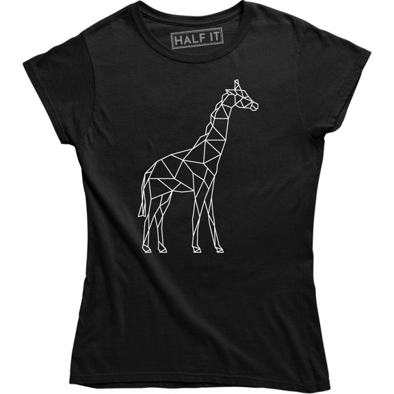 Geometric Giraffe Pocket Funny Animal Lover Vegan Wildlife Protect Womens T-Shirt