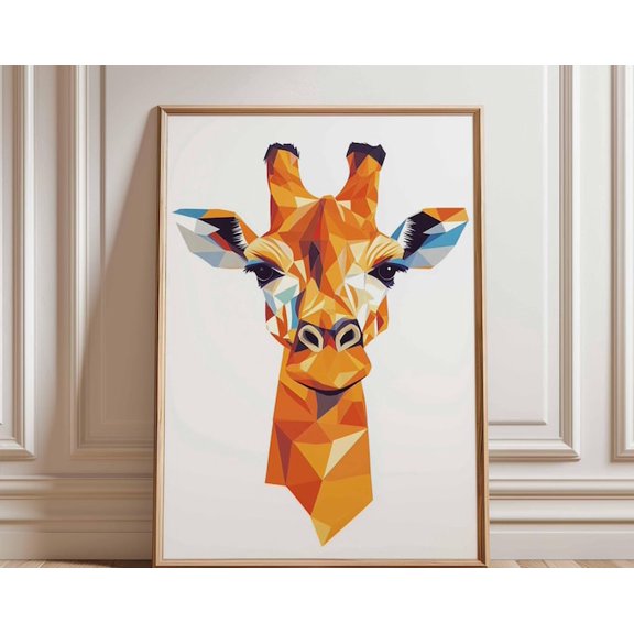 Geometric Giraffe Wall Art Print, Unframed Paper Poster 8x10in