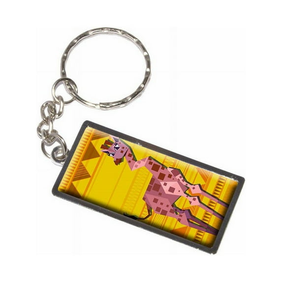 Geometric Giraffe Yellow Keychain Key Chain Ring