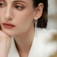 thumbnail image 1 of Geometric Gold Silver Long Dangle Earrings Dangling Women Rectangle Chain Link Op Dangly Wedding Guest Earring Simple Formal Jewelry[Z4106], 1 of 2