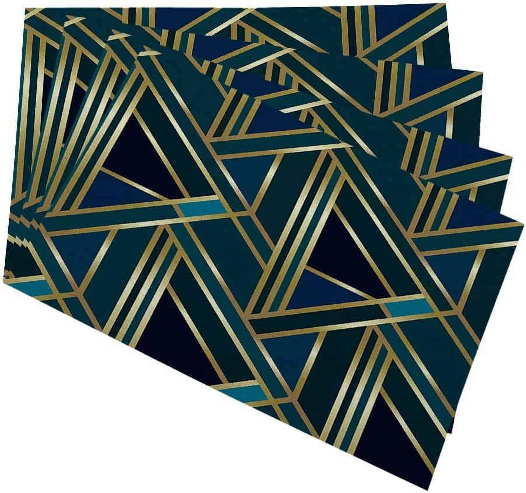 Geometric Golden Art Deco Pattern Placemats for Kitchen Dining Table ...