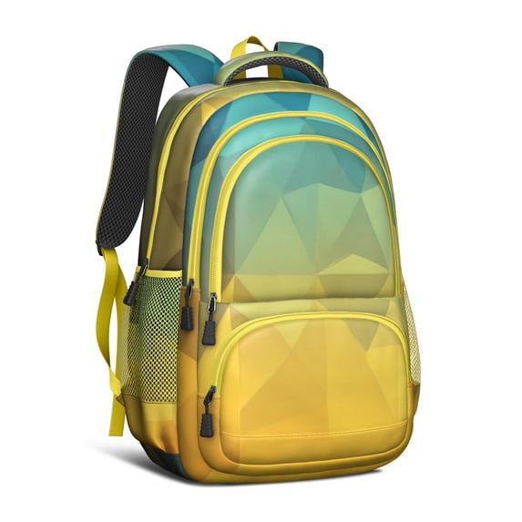 Geometric Gradient Backpack for School,Cute School Bag,Schoolbag with Adjustable Shoulder Straps & Padded Back,16.9 Inch