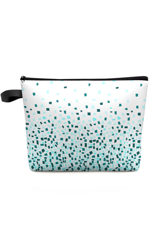 Geometric Gradient Blue-Green Women's Cosmetic Bags Cases Ladies Storage Bag with Zipper Female Travel Small