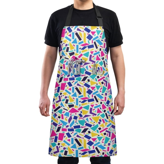 Geometric Graffiti Kitchen Apron with 2 Pockets Adjustable waterproof Cooking Aprons for Women Men Chef