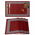 thumbnail image 1 of Geometric Greek Key Design Placemats Set of 6 Red Place Mats Table Mats Kitchen Dining Home Outdoor Party Table Decoration, 1 of 9