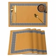 thumbnail image 1 of Geometric Greek Key Design Placemats Set of 6 Yellow Place Mats Table Mats Kitchen Dining Home Outdoor Party Table Decoration, 1 of 9