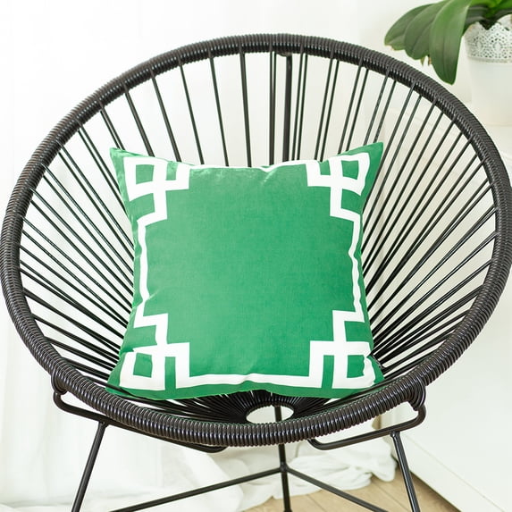 Geometric Green&White Square 18" x 18" Throw Pillow Cover