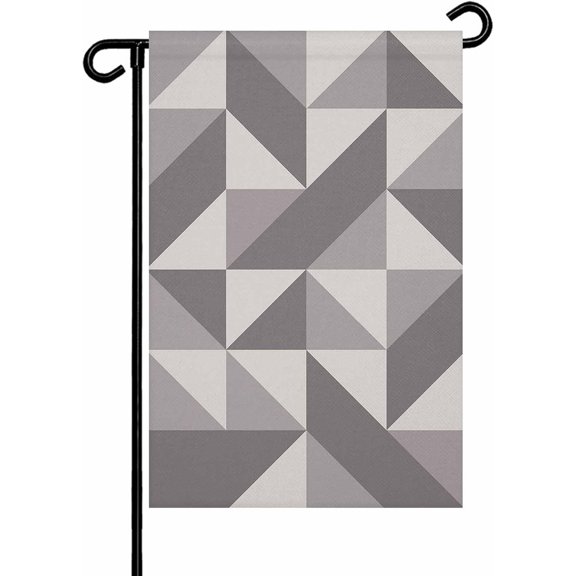 Geometric Grey Art Triangle Garden Flags 12x18 Inch Double Sided Welcome Yard Flags for Outdoor Decor Abstract Geometric Pattern Yard Outside Seasonal Decoration