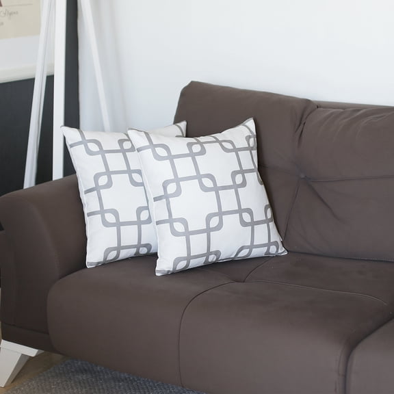 Geometric Grey Squares Square 18" x 18" Throw Pillow Cover Set Of 2
