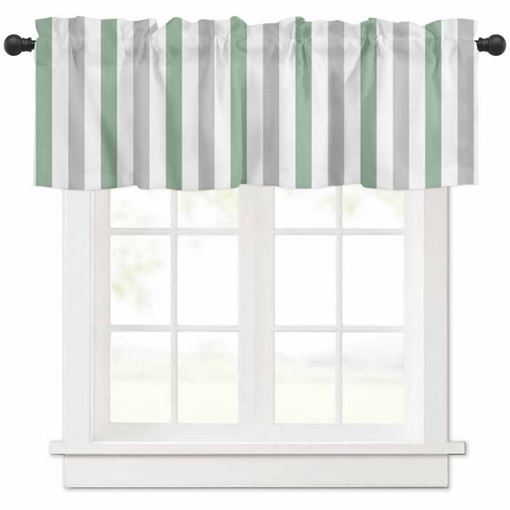 Geometric Grey Striped Valances for Windows Farmhouse Kitchen Curtains Valances Rod Pocket Valance Curtains for Kitchen Windows Fruit Green Simple Vintage Window Valances for Bathroom Bedroom 42"x18"