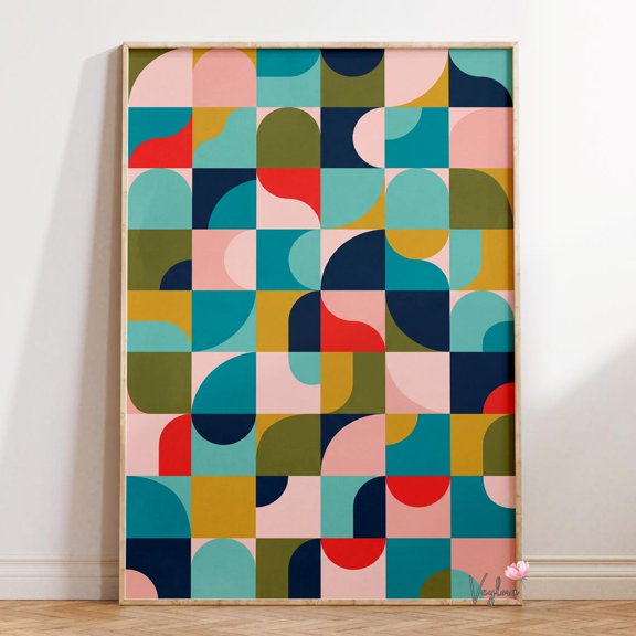 Geometric Grid Mid Century Wall Decor