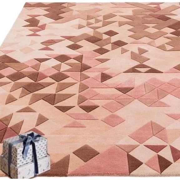 Eclatique Rug Modern Geometric Hand-Tufted Wool Area Rug, 5 x 8, Non-Slip Backing