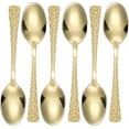 thumbnail image 1 of Geometric Handle Espresso Spoon Set – 6 Gold Stainless Steel Coffee Spoons, Modern Textured Design, Durable Flatware for Espresso, 1 of 1