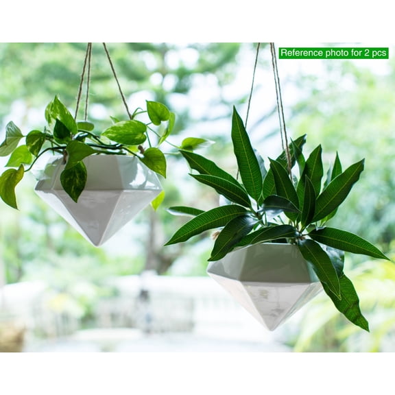 Geometric Hanging Vase, Wall Hanging Planter for Porch, Ceiling and Wall Décor, White