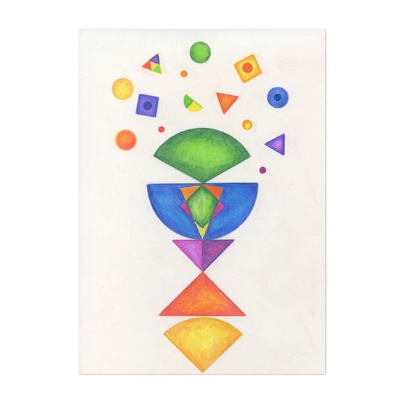 Geometric Harmony - Illustration Geometric Modern Art Abstract Minimalist Psychedelic Pattern Unframed Wall Art Print 24 x 36 inches