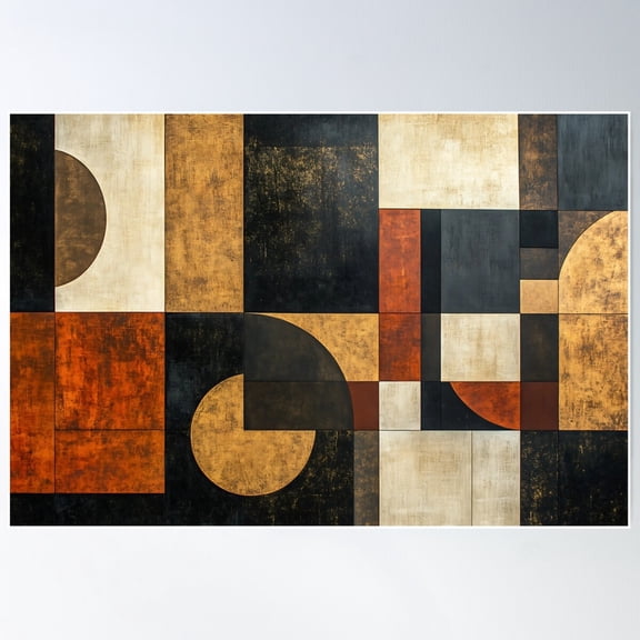Geometric Harmony In Warm Tones Poster Wall Art, Modern Wall Decor For Living Room Bedroom, 16x24 UNFRAMED
