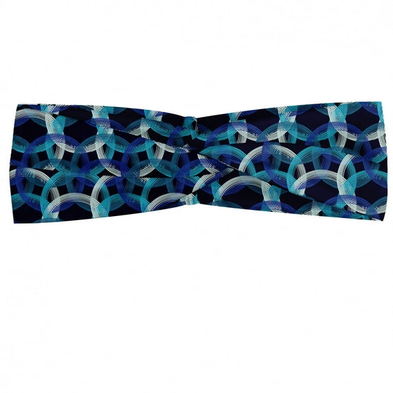 Geometric Headband, Overlapping Entangled Polka Dots Pattern in Modern Style Abstract Grunge Circles, Elastic and Soft Women's Bandana for Sports and Everyday Use, Grey Red Coconut, by Ambesonne