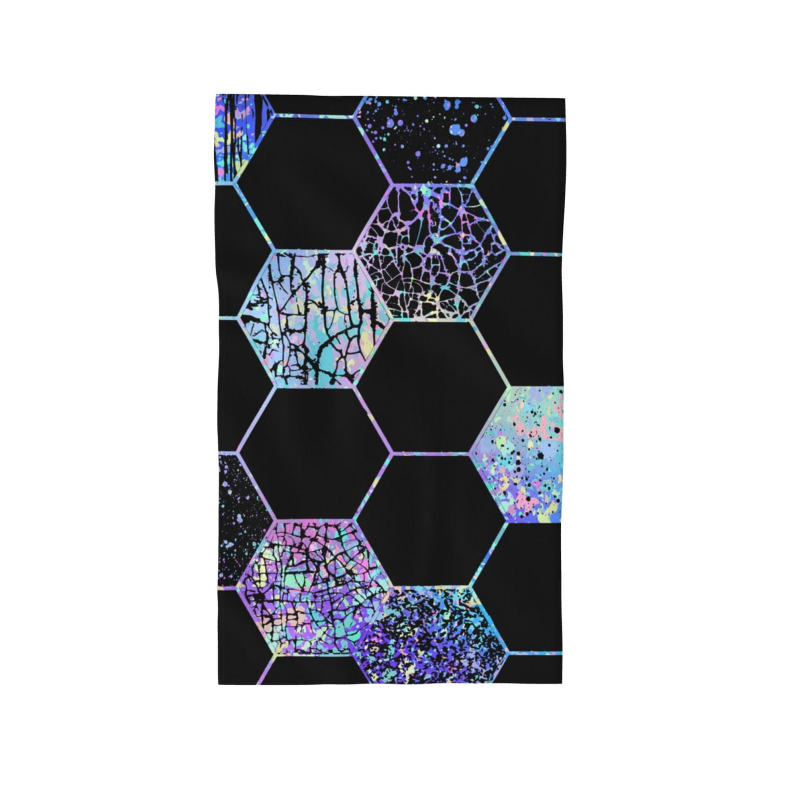 Geometric Hexagon Modern Black Blue 27.5" x 16" Ultra Soft Hand Towel, Face Wash Cloth for Bathroom, Gym, Travel, Pool