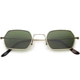 thumbnail image 1 of Geometric Hexagon Sunglasses Ultra Slim Metal Neutral Colored Flat Lens 51mm (Gold / Green), 1 of 4