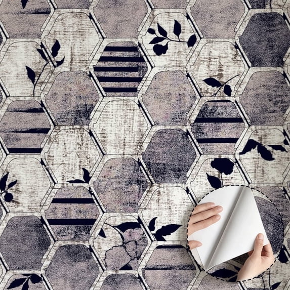 Geometric Hexagon Wallpaper Modern Minimalist Aesthetic Peel and Stick Waterproof Home Decor for Living Room Bedroom Kitchen Cabinet Drawer Rental Property Wall Decoration 17.7 * 118 in