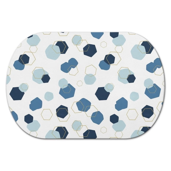 Geometric Hexagon White Pattern Diatomaceous Earth Bath Mat, Shower ...