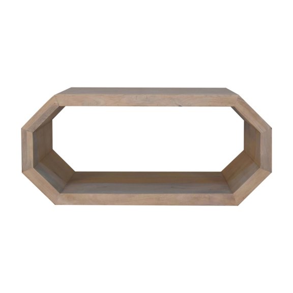 Geometric Hexagonal Coffee Table | Fits Modern Decor and Holds Decor Items | Made of Solid Wood with Marble Finish | Open Structure Solves Heavy - Looking Problem