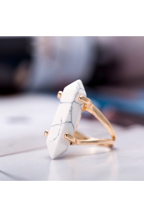 Geometric Hexagonal Ring - Alloy Metal Insert Drill Treatment - European and American Style - Unisex Design - Individually Packed