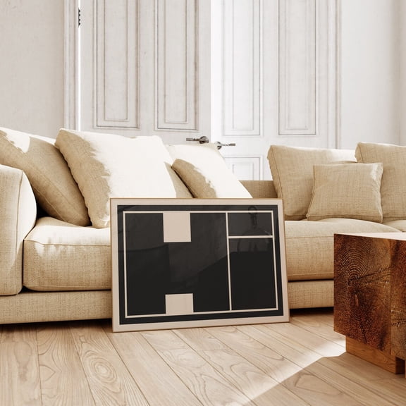Geometric Hi Minimalist Black and White Typography Wall Art, Stretched Canvas 16x20in
