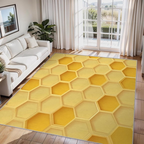 Geometric Honeycomb Area Rug Hexagon Pattern Carpet Washable Non Slip Soft Living Room Bedroom Entrance Mat 2x3ft