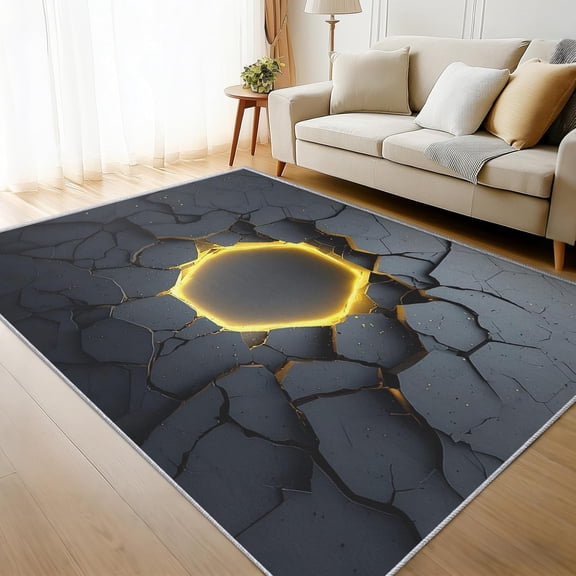Geometric Honeycomb Area Rug, Modern 3D Hexagon Pattern Carpet, Washable Non Slip Low Pile Soft Thin, Living Room Bedroom Home Decor Mat 2x3ft