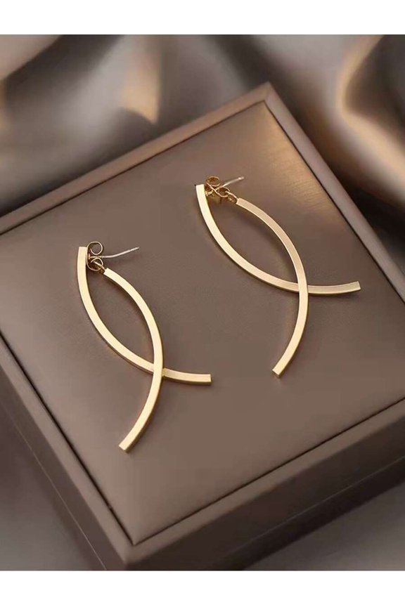 Geometric Hoop Earring Jackets Yellow Gold Finish