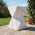 thumbnail image 1 of Geometric Hourglass Accent Table - White Marble Faux Finish, Indoor/Outdoor Side Table, 1 of 10