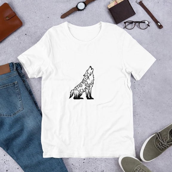 Geometric Howling Wolf T-Shirt for Men, Minimal Wildlife Graphic Tee, Forest Nature Design Shirt, Outdoor Casual Top, Gift Idea