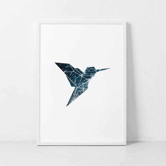 Geometric Hummingbird Nursery Wall Art Prints, Blue, Nursery And ...