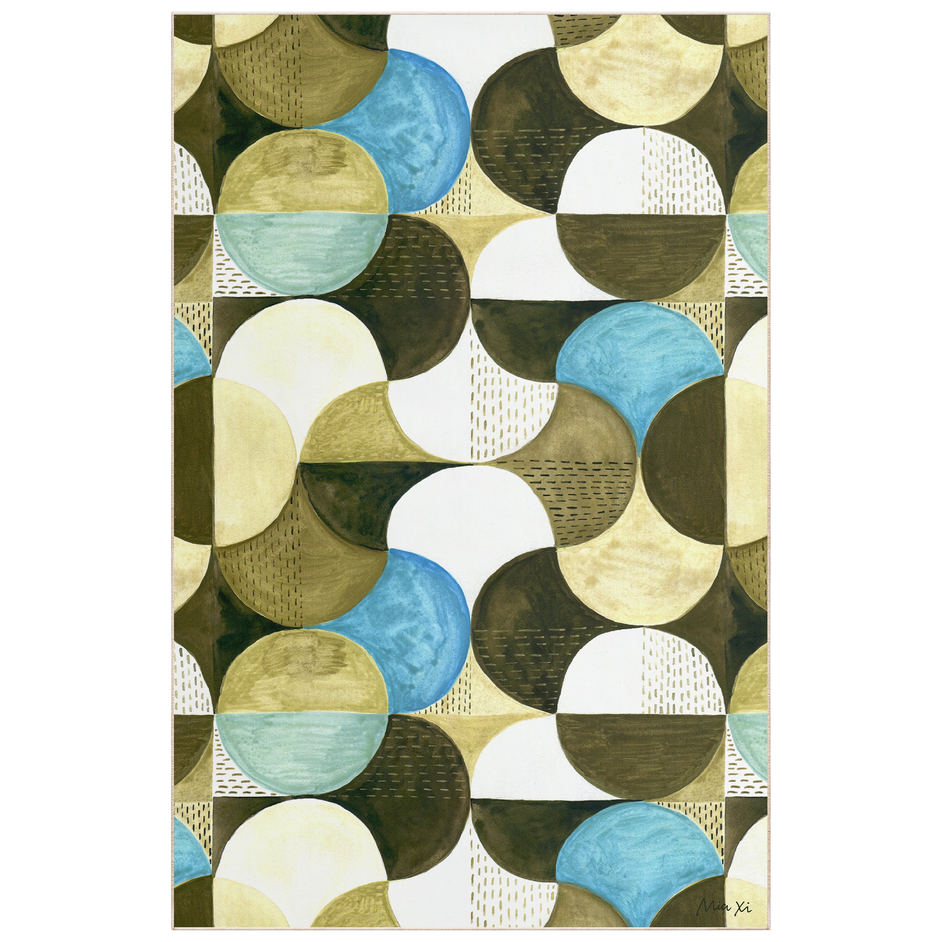 Geometric II Washable Geometric Art Area Rug size 5'x8'