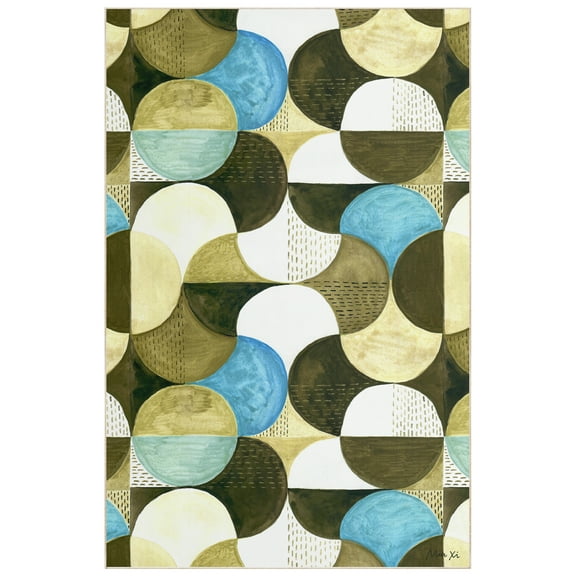 Geometric II Washable Geometric Art Area Rug size 5'x8'