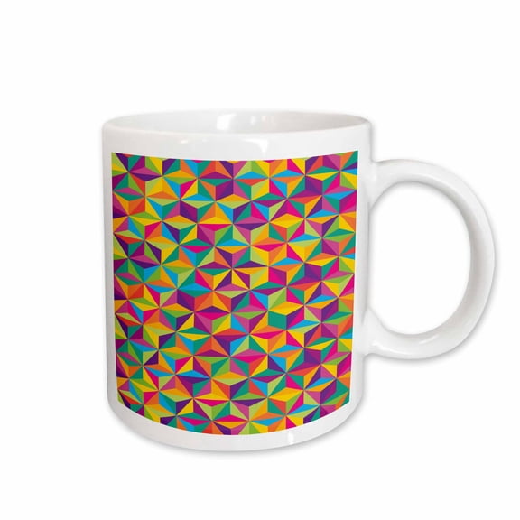 3drose, Geometric Illusions Cubes Rainbow Colors Abstract Funky Pattern, 15oz Mug