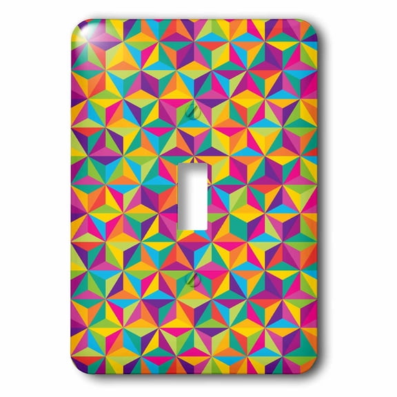 3dRose, Geometric Illusions Cubes Rainbow Colors Abstract Funky Pattern, single toggle switch