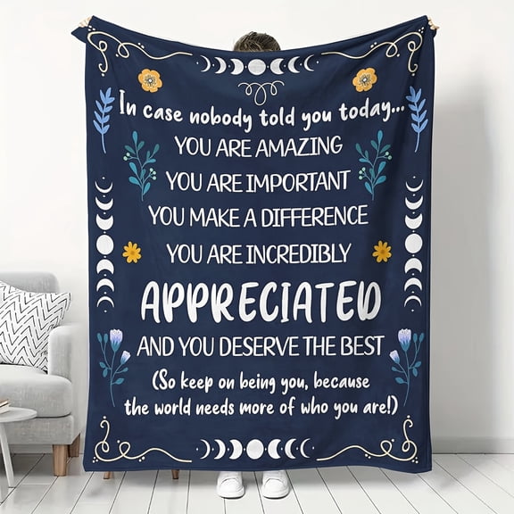 Geometric Inspirational Contemporary Flannel Throw Blanket Digital Print Inspirational Quotes All Season Knitted Bedding Ideal Christmas Birthday Teacher Employee Colleague Appreciation Gift