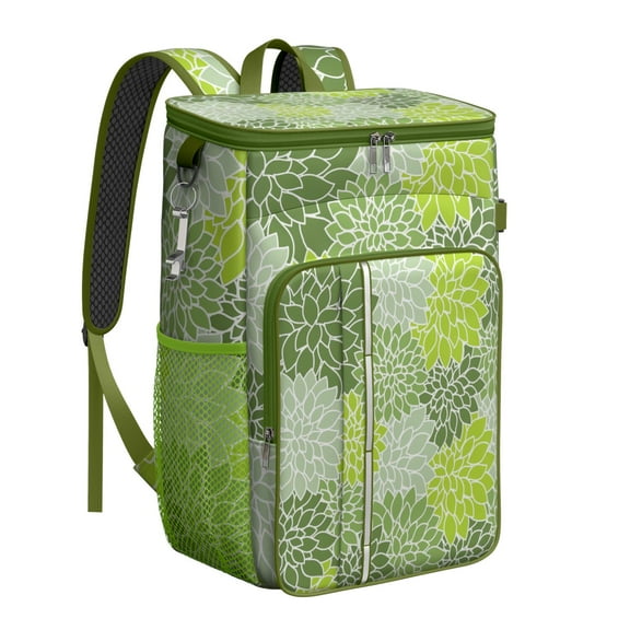 Geometric Insulated Cooler Backpack - 20L Soft Cooler Bag, Plaid Design for Outdoor Adventures