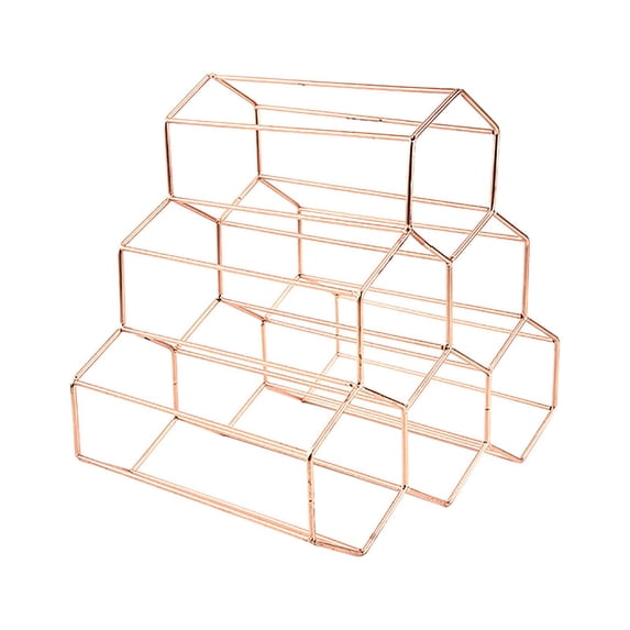 Geometric Iron 6-Bottle Freestanding Wine Rack, Hexagon Metal Storage Stand for Kitchen or Bar Display - Handcrafted Wrought Iron and Sturdy Construction