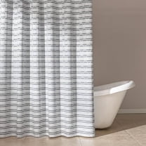 Geometric Jacquard Fabric Shower Curtain for Bathroom, Lightweight, Waterproof and Washable, 72" W x 72" L, Grey Striped