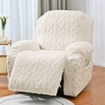 thumbnail image 1 of Geometric Jacquard Plush Recliner Slipcovers Soft Fuzzy Fluffy Sofa Couch Cover Anti-Slip Furniture Protector with Elastic Bottom for Kids Cats Dogs(1 Seat), 1 of 8