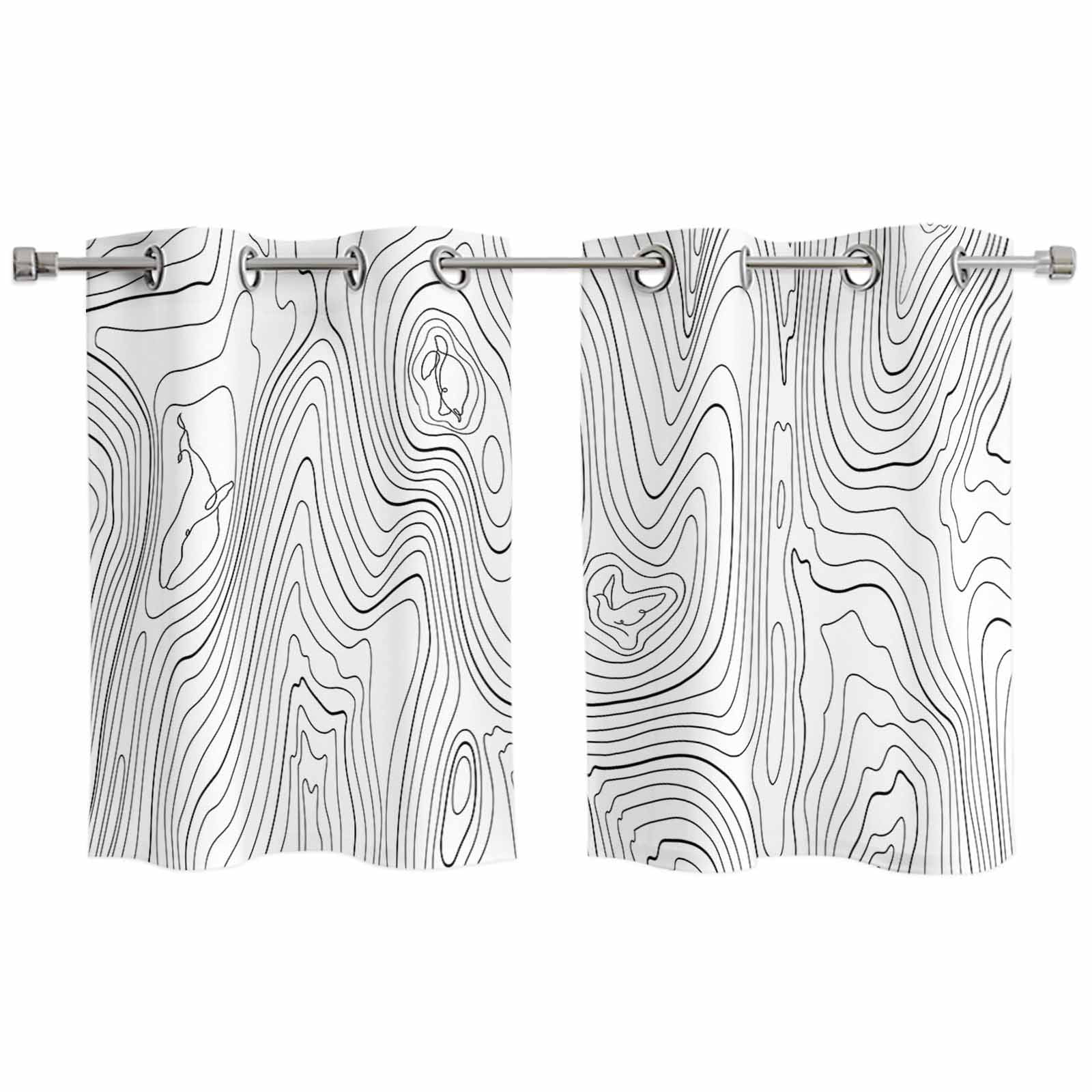 Geometric Kitchen Curtains Small Short 39 Inch Length, Modern Abstract ...
